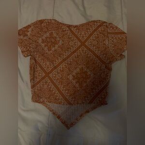 Women's Orange Patterned Top